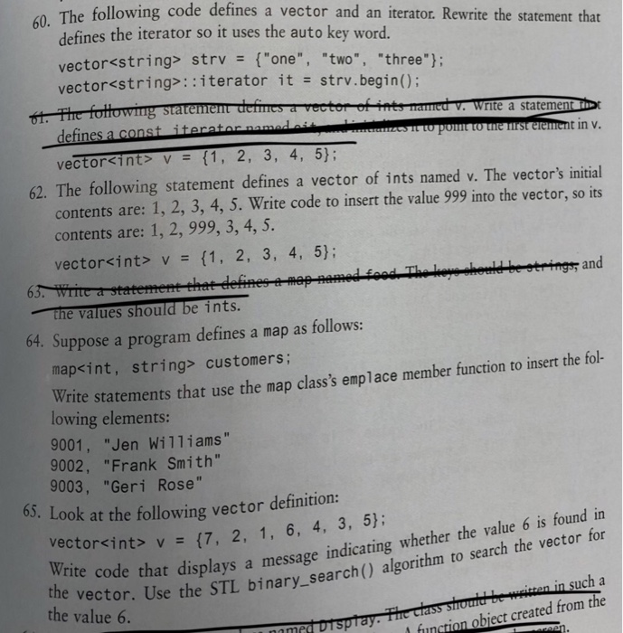 Solved The Following Code Defines A Vector And An Iterato Chegg Com