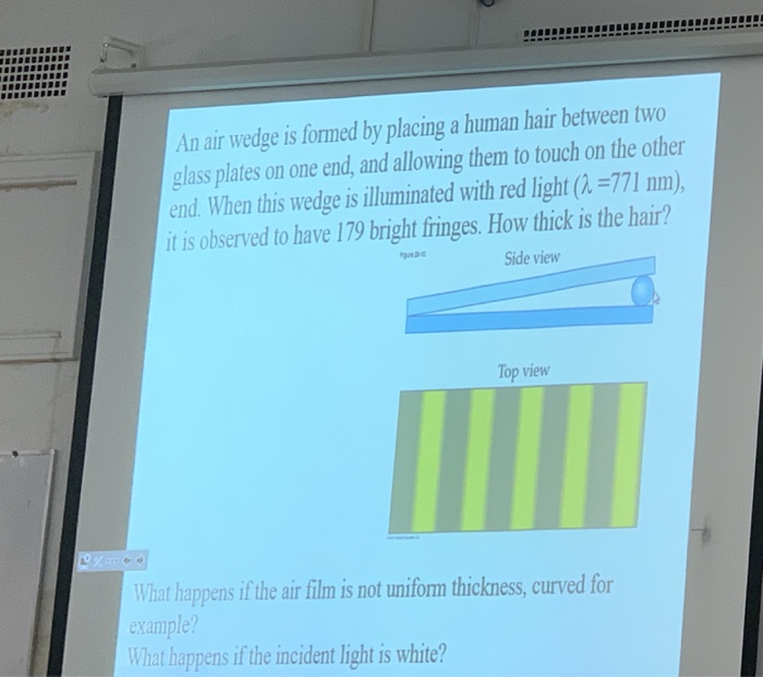 Solved An Air Wedge Is Formed By Placing A Human Hair Bet