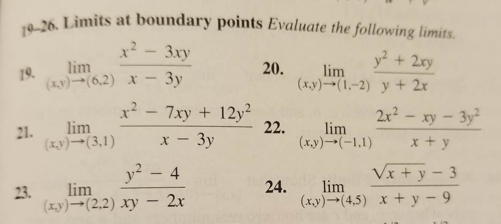 Solved 19 26 Limits A 19 Lim Limits At Boundary Points Chegg Com