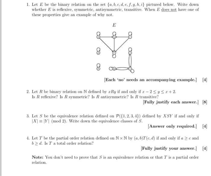 Solved 1 Let E Be The Binary Relation On The Set A B C Chegg Com