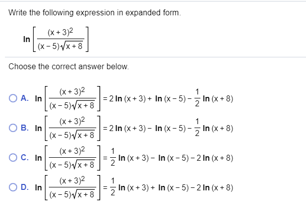 Solved Write The Following Expression In Expanded Form X Chegg Com