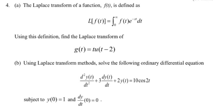 Solved The Laplace Transform Of A Function F T Is Defi Chegg Com