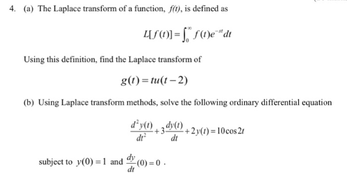 Solved The Laplace Transform Of A Function F T Is Defi Chegg Com