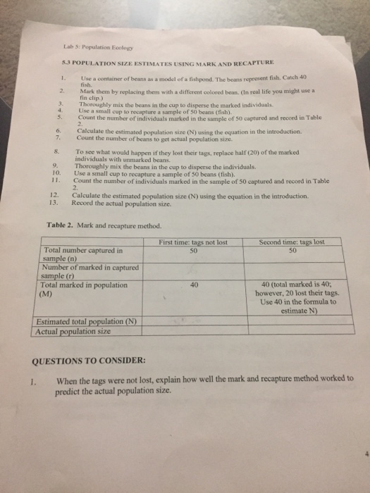 Lab 5 Population Ecology 5 3 Population Size Chegg Com
