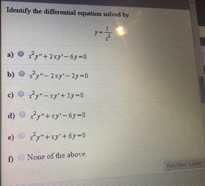 Identify The Differential Equation Solved By Y Chegg Com