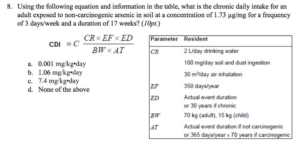 Solved 8 Using The Following Equation And Information In Chegg Com