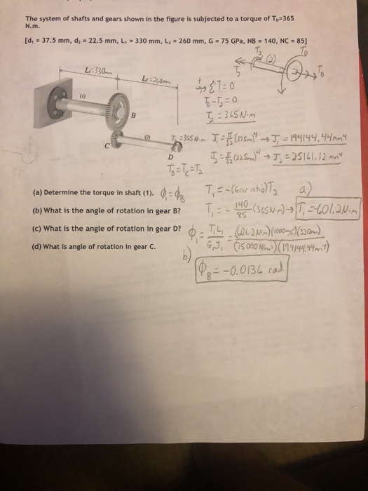 Solved The System Of Shafts And Gears Shown In The Figure Chegg Com