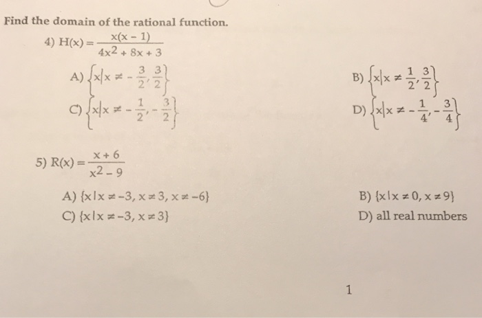 Solved Find The Domain Of The Rational Function 4 H X Chegg Com