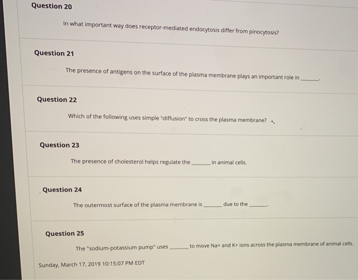 Solved Question 14 After Exocytosis The Membrane Of A Chegg Com