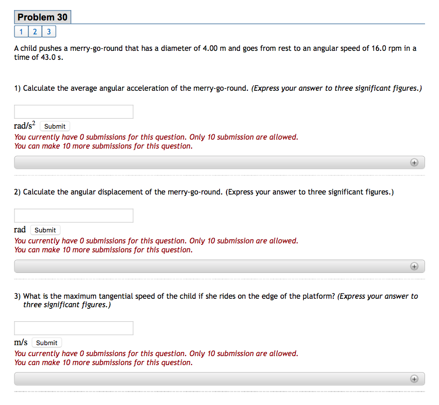 Solved Problem 30 A Child Pushes A Merry Go Round That Has A Chegg Com