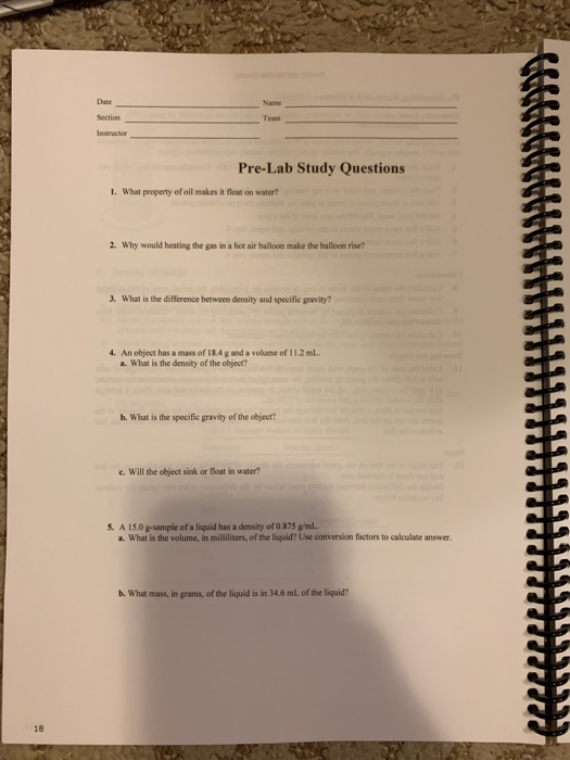 Solved Date Section Imtructor Team Pre Lab Study Question Chegg Com