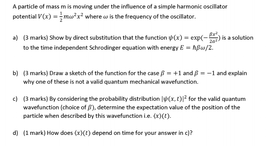 Solved A Particle Of Mass M Is Moving Under The Influence Chegg Com