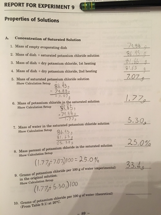 Report For Experiment 9 Properties Of Solutions A Chegg 