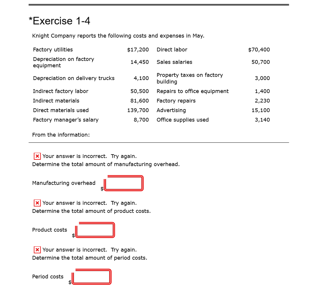 Exercise 1 4 Knight Pany Reports The Following Chegg 