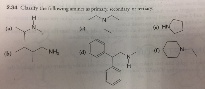 Classify The Following Amines As Primary Secondary Chegg 