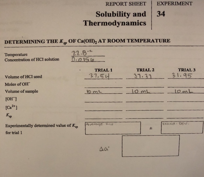 Report Sheetexperiment Solubility And 34 Chegg 