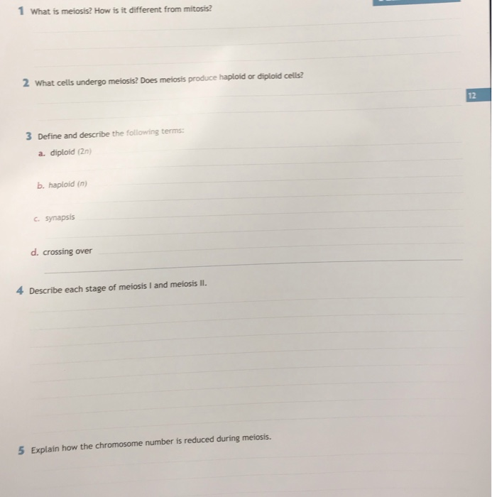 1 What Is Meiosis2 How Is It Different From Mitosis Chegg Com