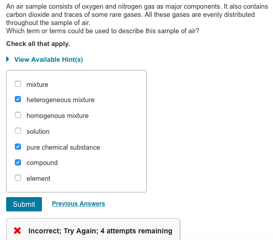 Solved An air sample consists of oxygen and nitrogen gas as 