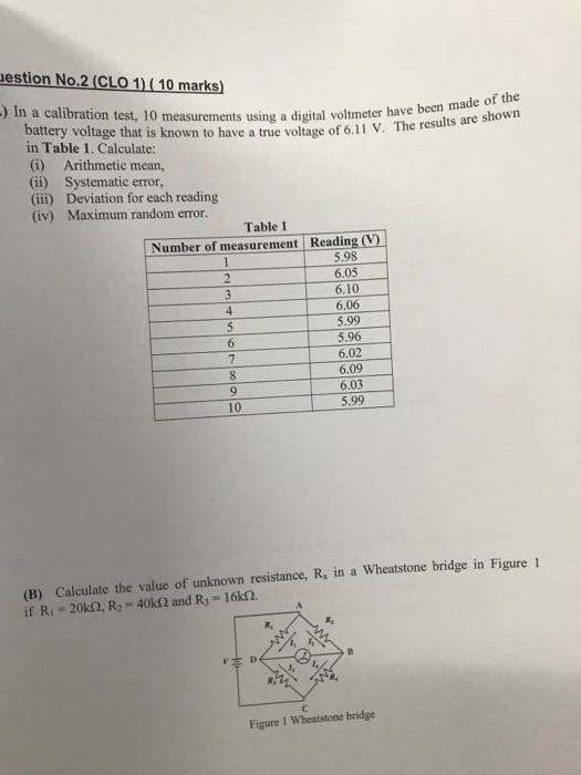 Solved Estion No 2 Clo 1 10 Marks In A Calibration Test Chegg Com