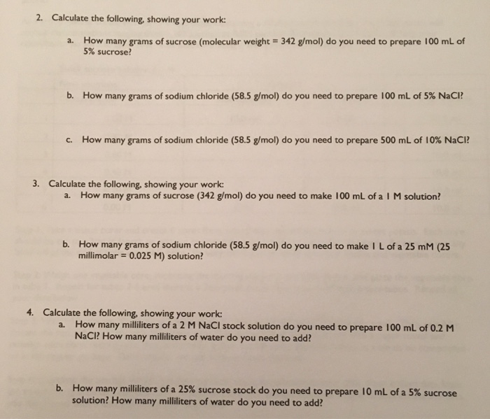 Solved 2 Calculate The Following Showing Your Work A How Chegg Com