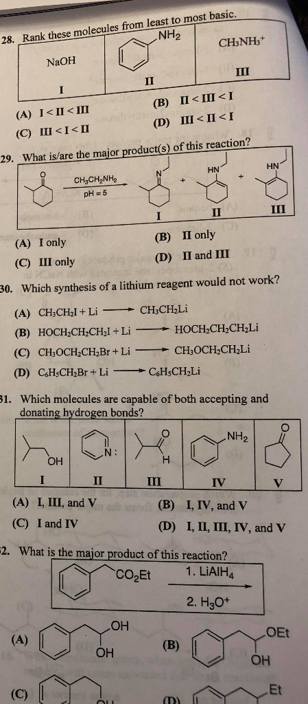 Solved E Molecules From Least To Most Basic Nh2 28 Rank