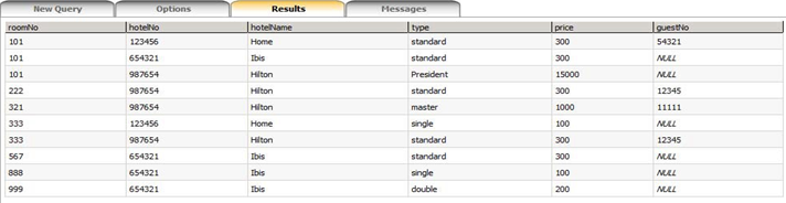 New Query Options Results Hessages lhotelio standard standard