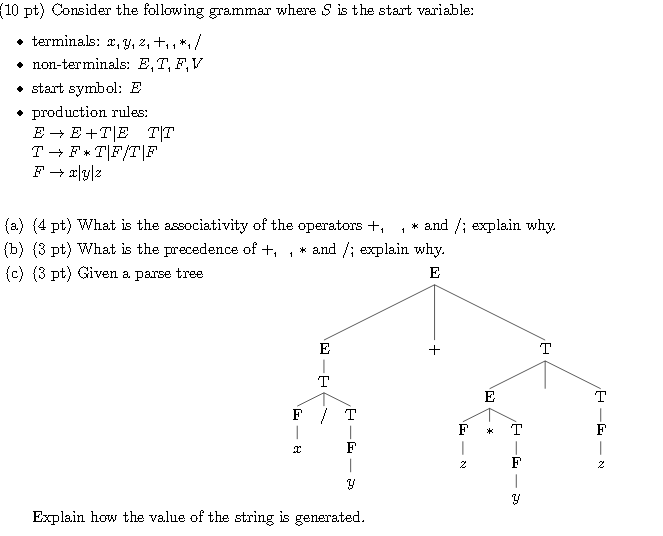 Solved 10 Pt Consider The Following Grammar Where S Is T Chegg Com