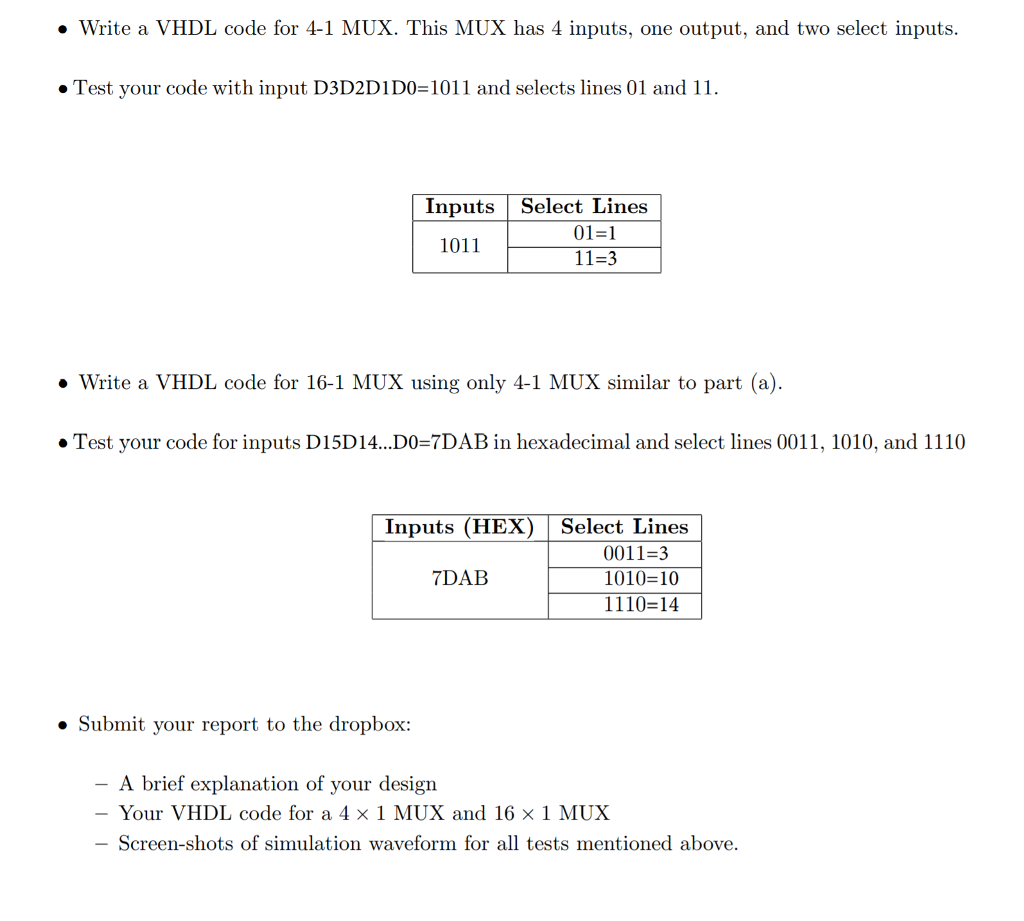 4x1 multiplexer vhdl