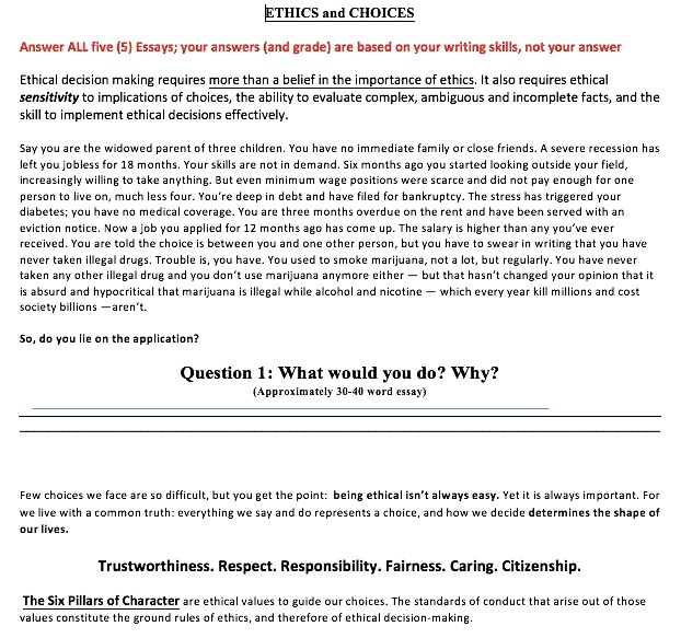 Mla Essay Generator Thics And Choices Answer All Five Essays Your Answers And Grade Aristotle Essay also Essays On Sexual Harassment Thics And Choices Answer All Five Essays Your Cheggcom Cultural Imperialism Essay