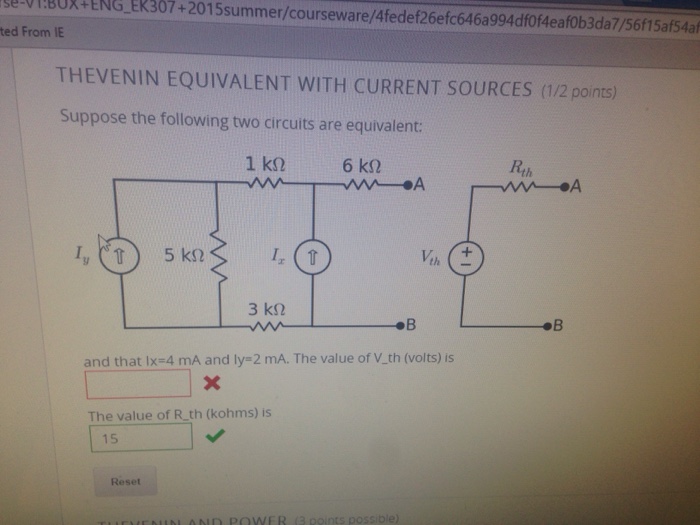 Find V Thevenin And R Thevenin In The Following Ci... | Chegg.com