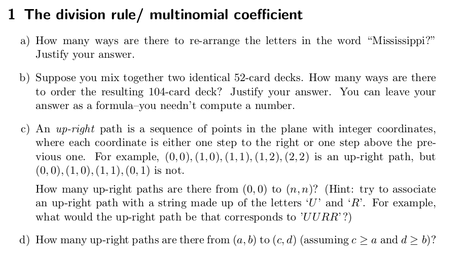 Solved 1 The Division Rule Multinomial Coefficient A Ho Chegg Com