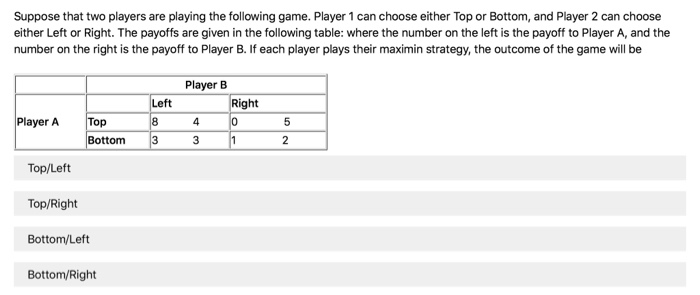 Exercise 1. Suppose that player 1 and player 2