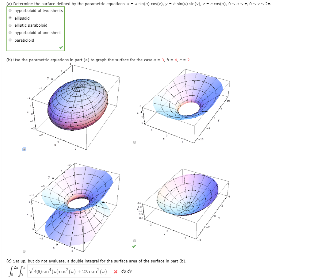 Solved A Determine The Surface Defined By The Parametri Chegg Com