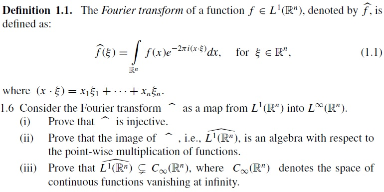 Definition 1 1 The Ourier Transform Of A Function Chegg Com