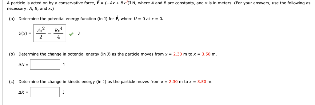 Solved A Particle Is Acted On By A Conservative Force F Chegg Com