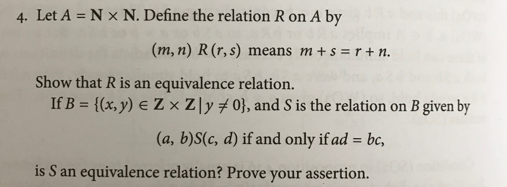 Solved 4 Let A N X N Define The Relation R On A By M Chegg Com