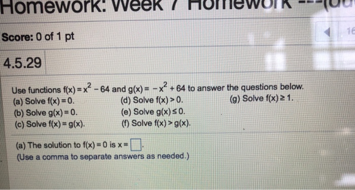 Solved 16 Score 0 Of 1 Pt 4 5 29 Use Functions F X X2 6 Chegg Com