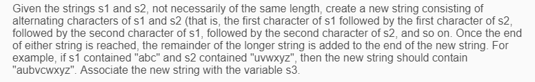 Given the strings s1 and s2, not necessarily of the same length, create a new string consisting of alternating characters of