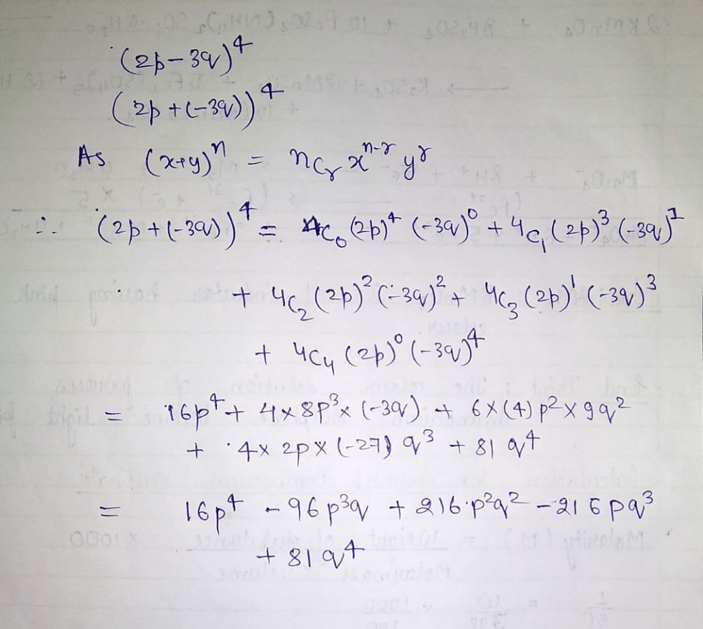 Solved 2 Expand Expression Using Binomial Theorem 2x 3y 3 B 3x 1 C 2p 34 D 3x H S Q