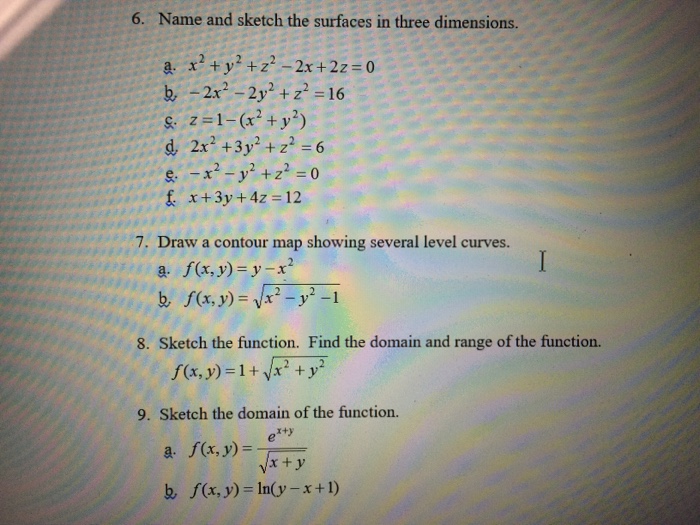 Solved Name And Sketch The Surfaces In Three Dimensions Chegg Com