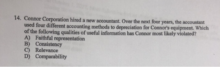 Connor Corporation Hired A New Accountant Over The Chegg 