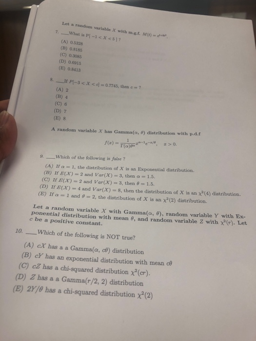 Solved Let A Random Variable X Wit M G F M 7 What Is Chegg Com