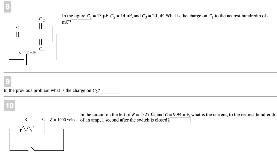 Solved 8 In The Figure C 13 M C2 14 Mf And C3 M W Chegg Com