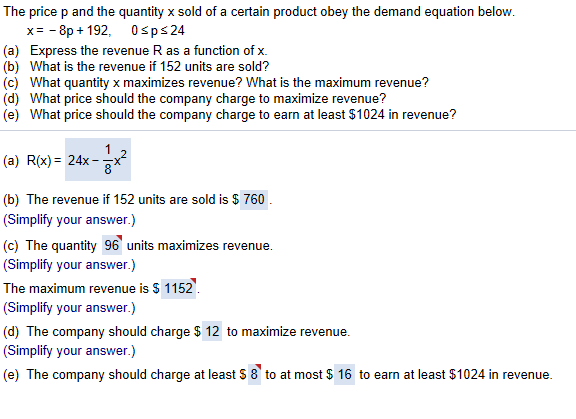 The Price P And The Quantity X Sold Of A Certain Chegg 
