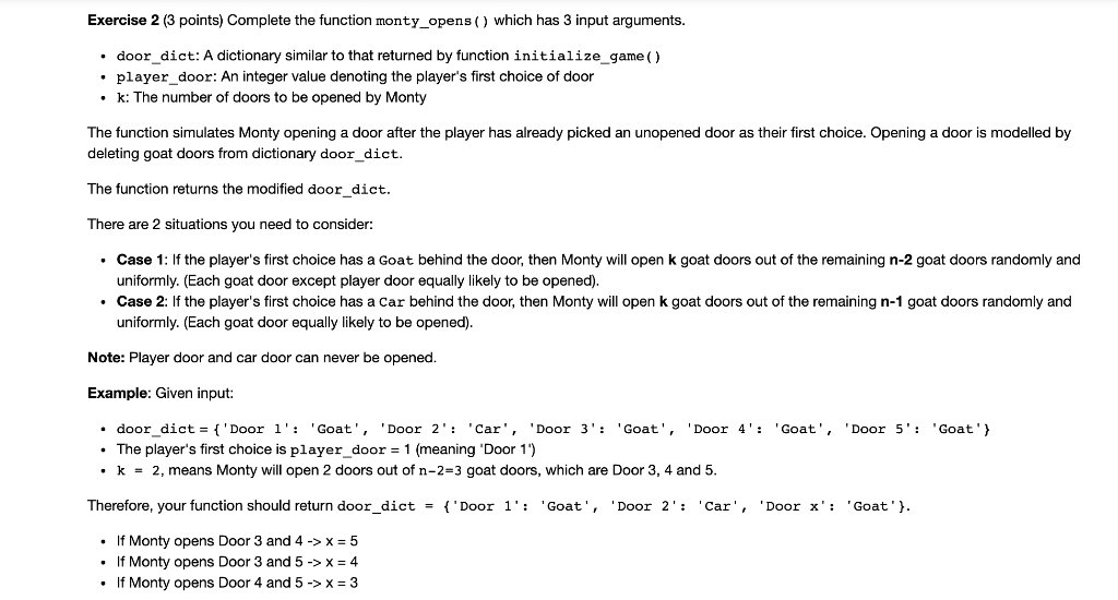 Solved Import Random Def Monty Opens Door Dict Player Do