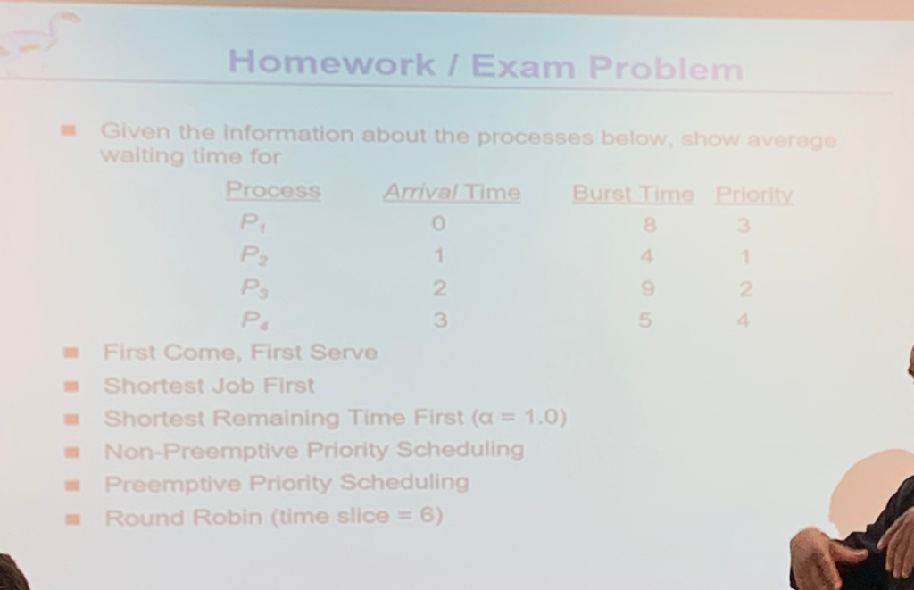 Homework/Exam Problem Given the information about the processes below, show average walting time for 0 3 Pa 2 3 2 Ps 5 First