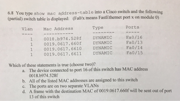 catos show mac address table