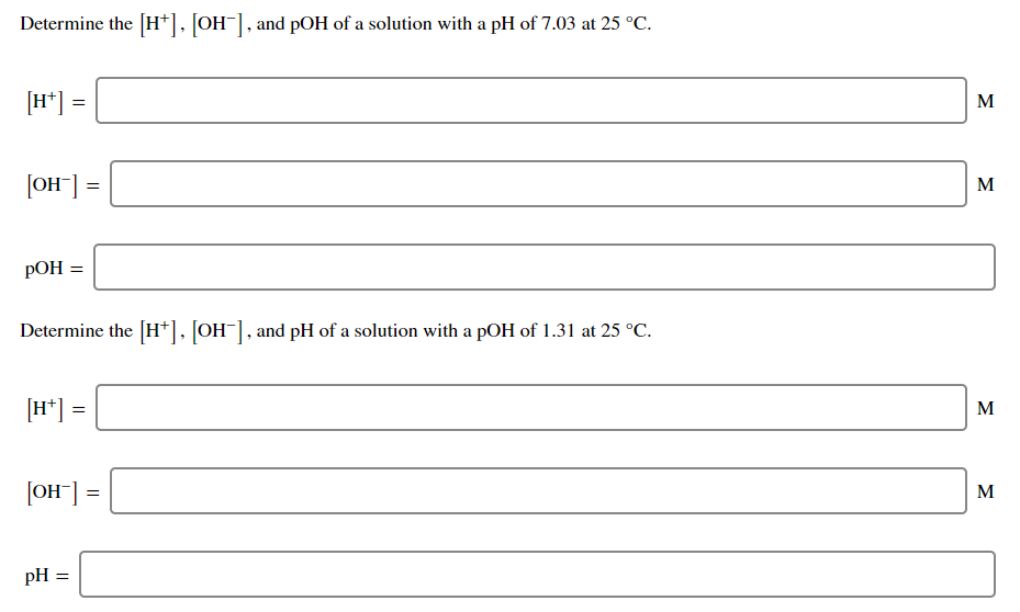 Solved Determine The Oh Ph And Poh Of A Solution With Chegg Com