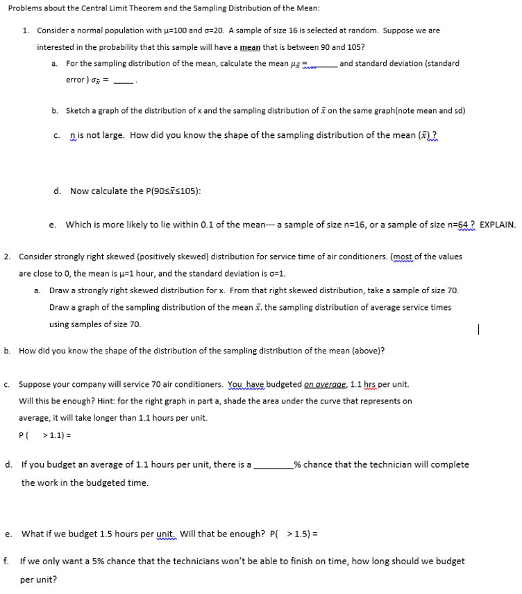 Solved Problems About The Central Limit Theorem And The S Chegg Com