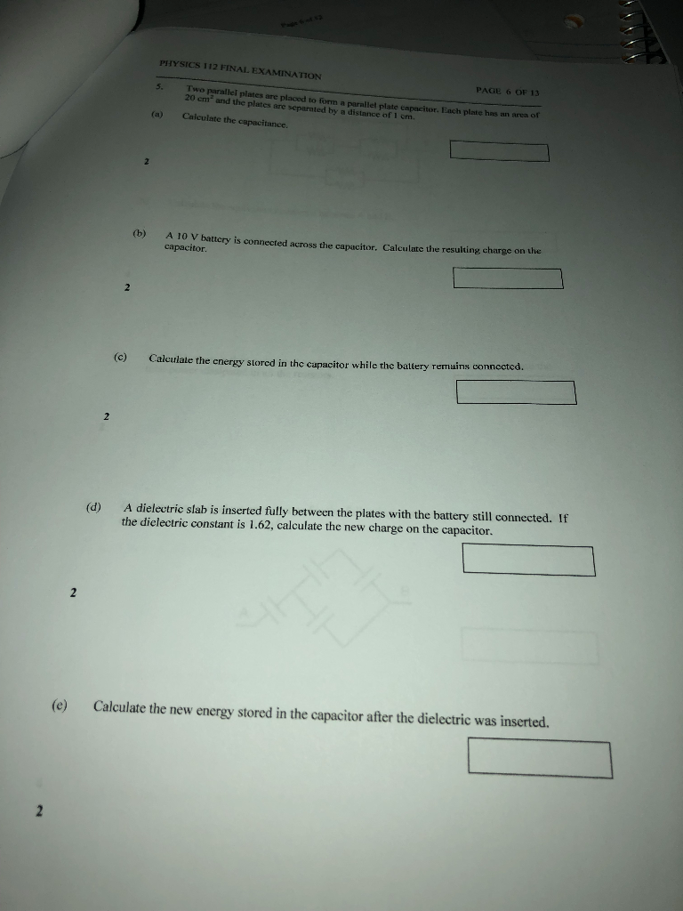 6 ... EXAMINATION 13 112 Par PAGE PHYSICS Solved: OF FINAL Two